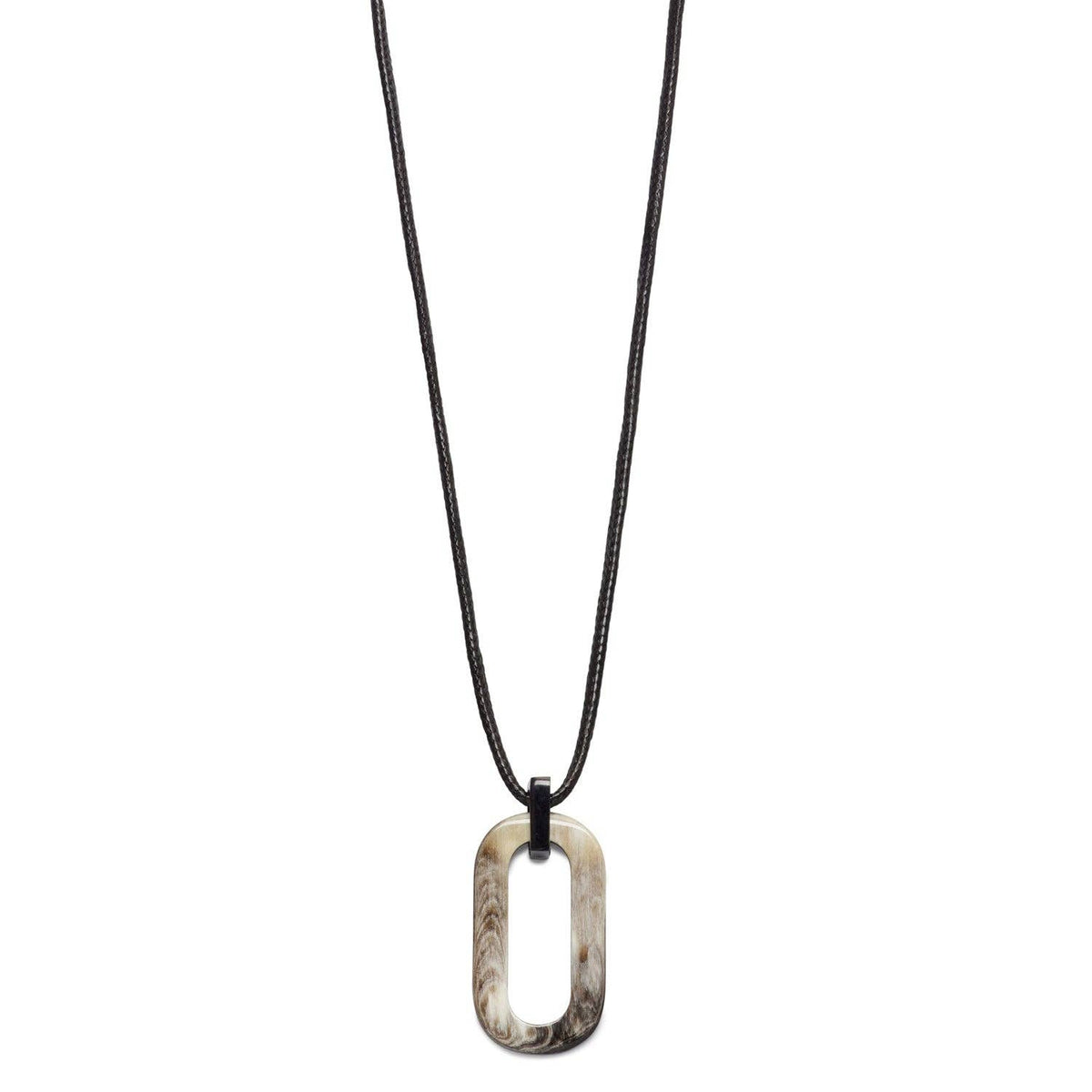 Fuchsia Pink & Black horn long corded pendant necklace