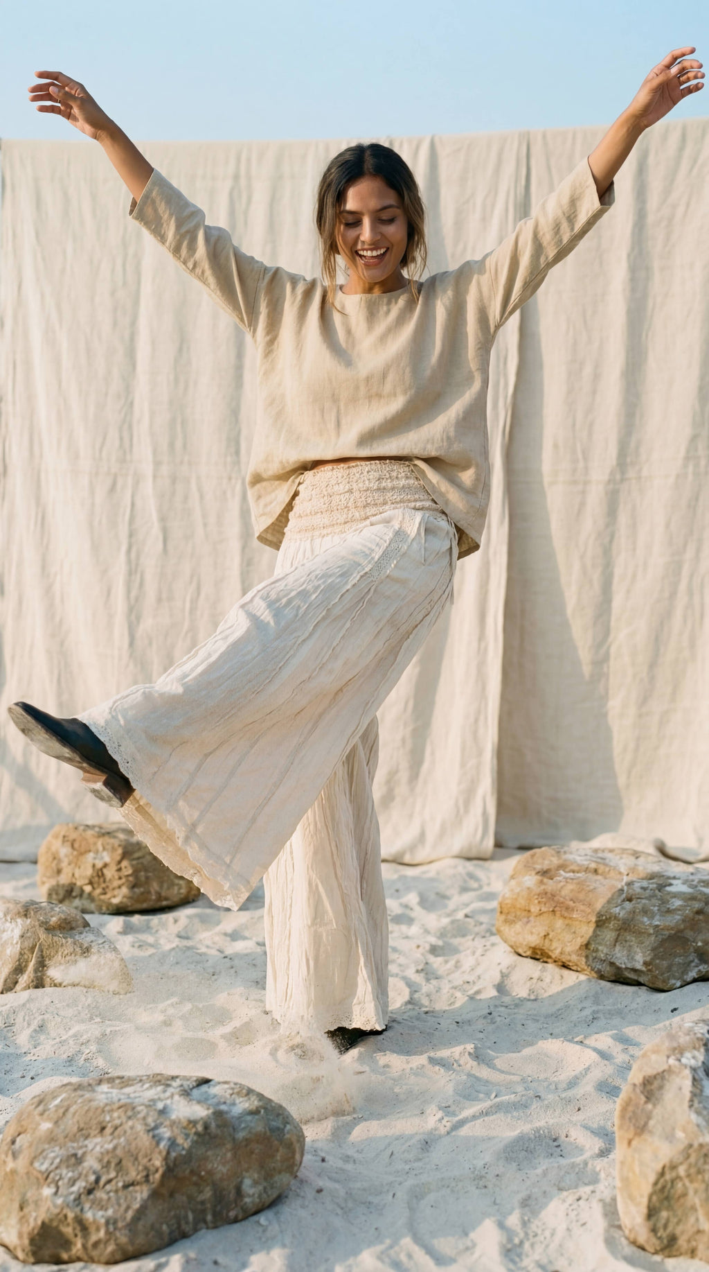 Block Printed Boho Flare Trousers – Wide-Leg