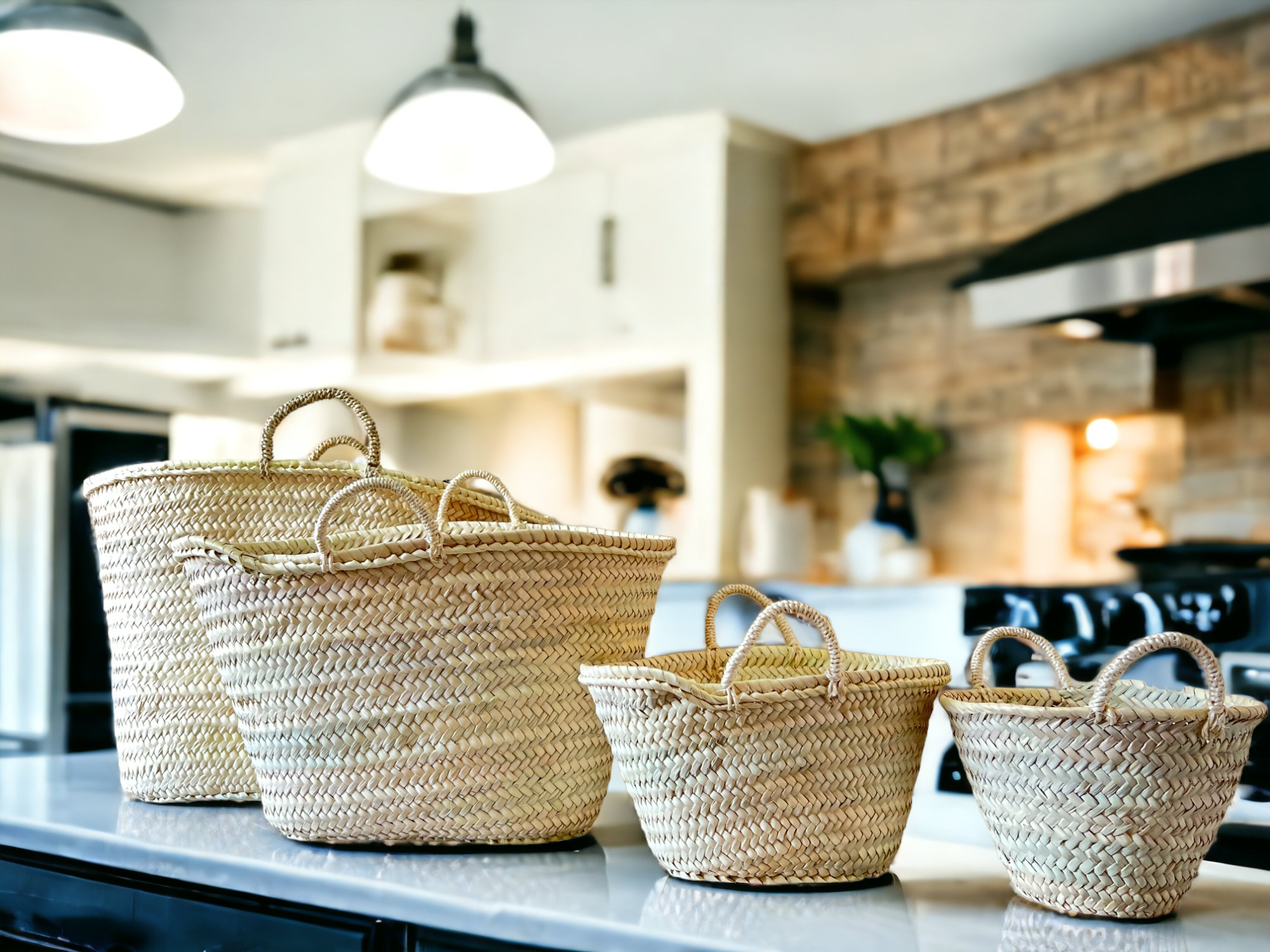 French basket - Straw Woven Handle