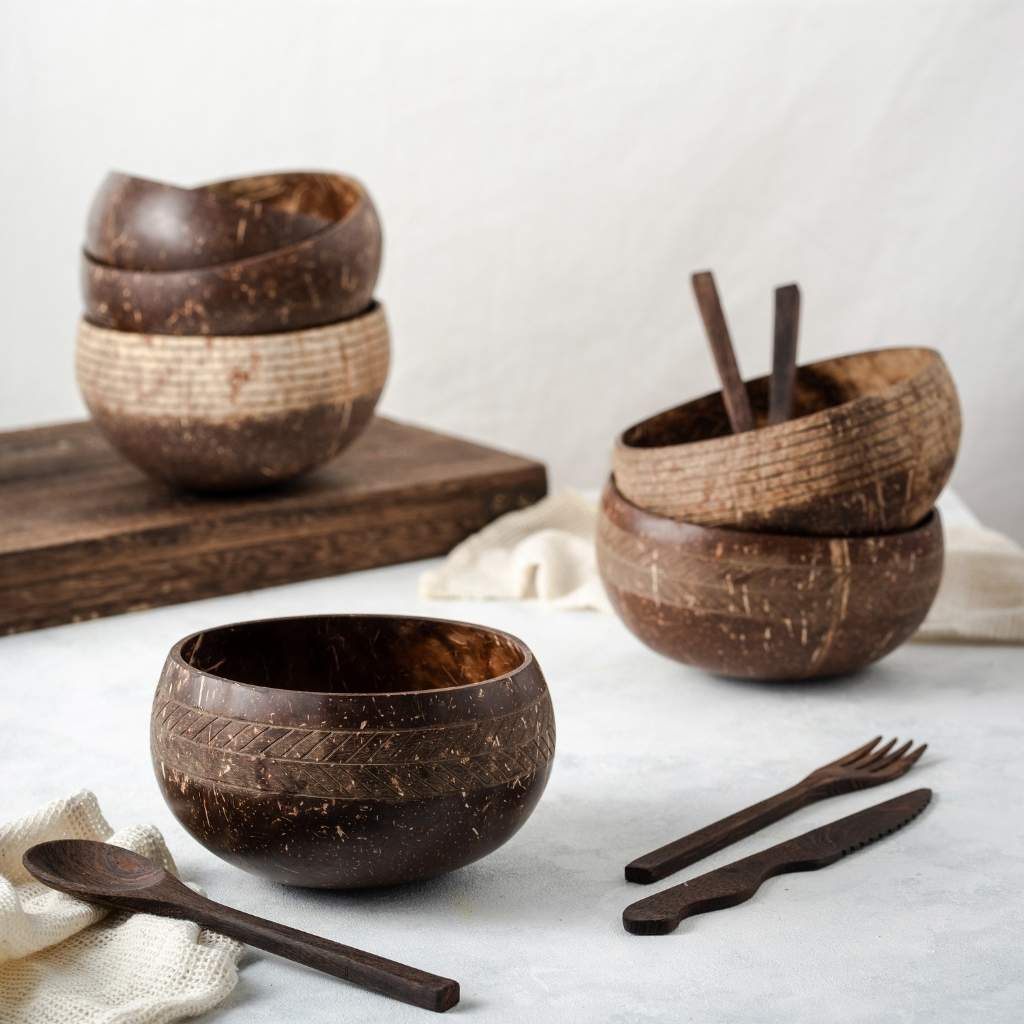 Coconut Bowls - Jumbo Bowl & Spoon Combo (Leaf)