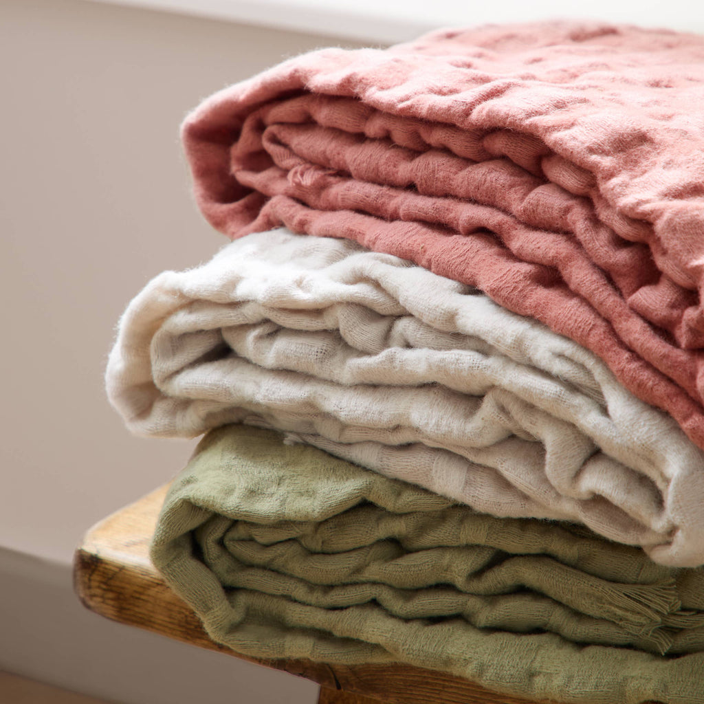 Walton Waffle Fringed Throw Sage