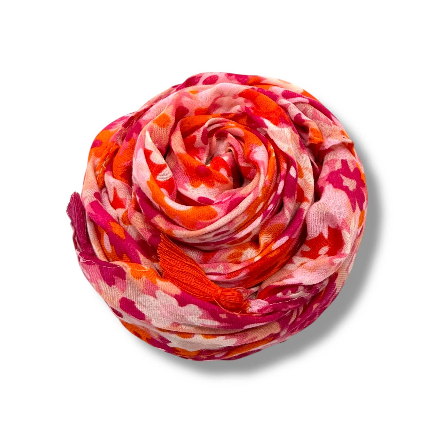 Ladies Meadow Floral Print Scarf with Tassels