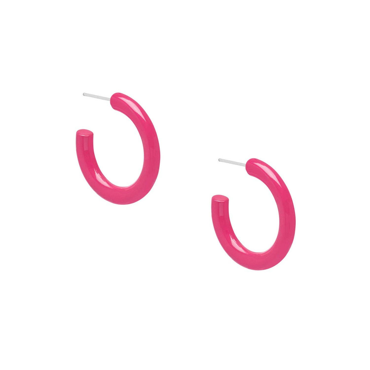 Rounded Fuchsia Pink Lacquered jewellery horn hoop earring