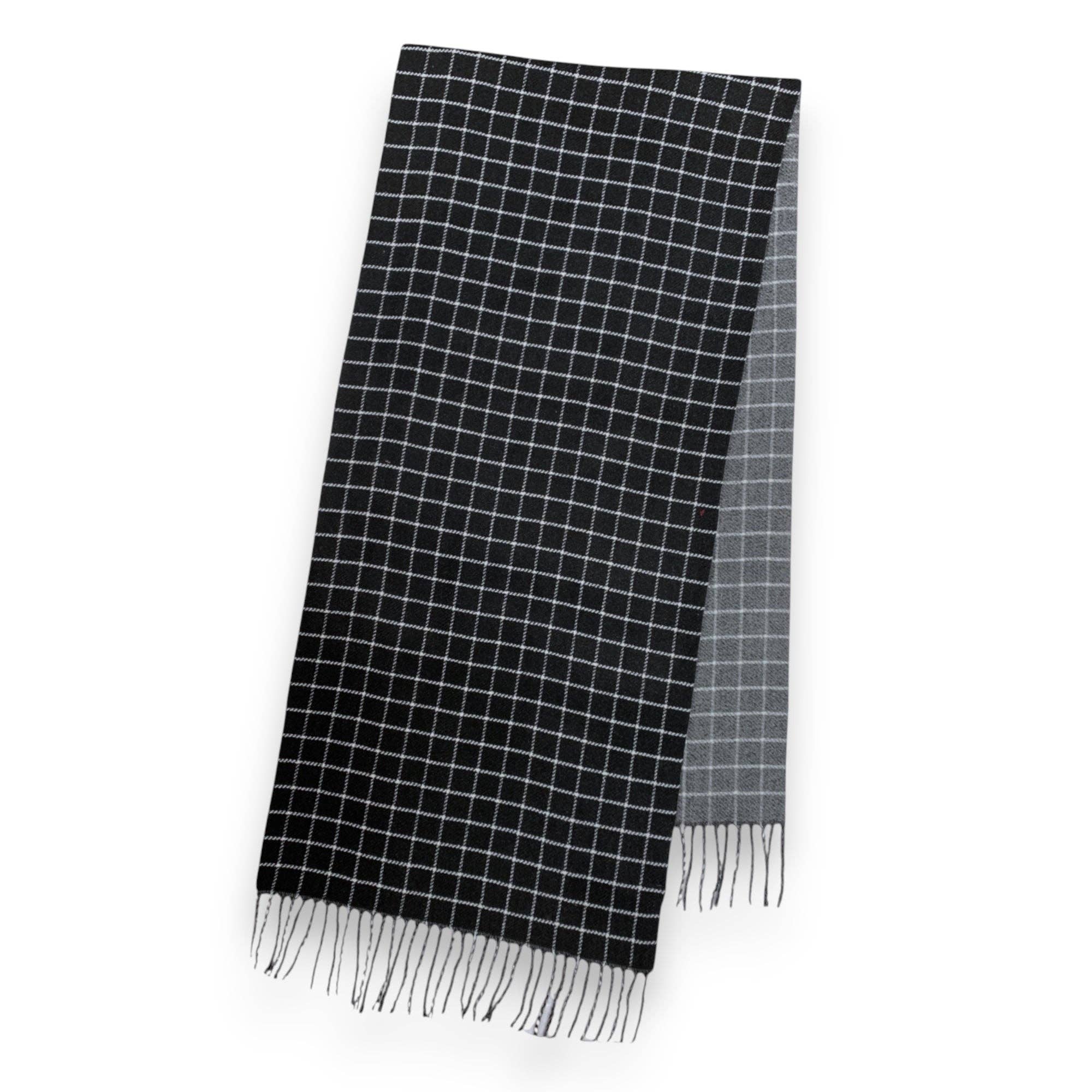 Colorblock Check Print Cashmere Blend Winter Scarf