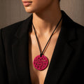 Geometric Pattern Fuchsia Pink Round cut-out Horn Pendant by Branch