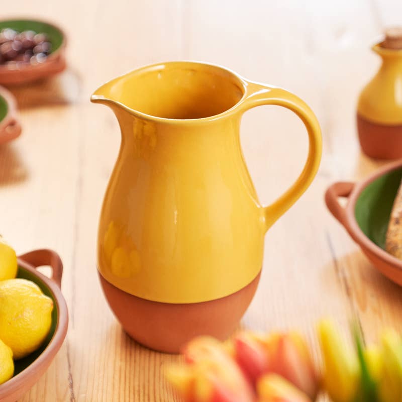 Sintra Glazed Terracotta Jug - Ochre