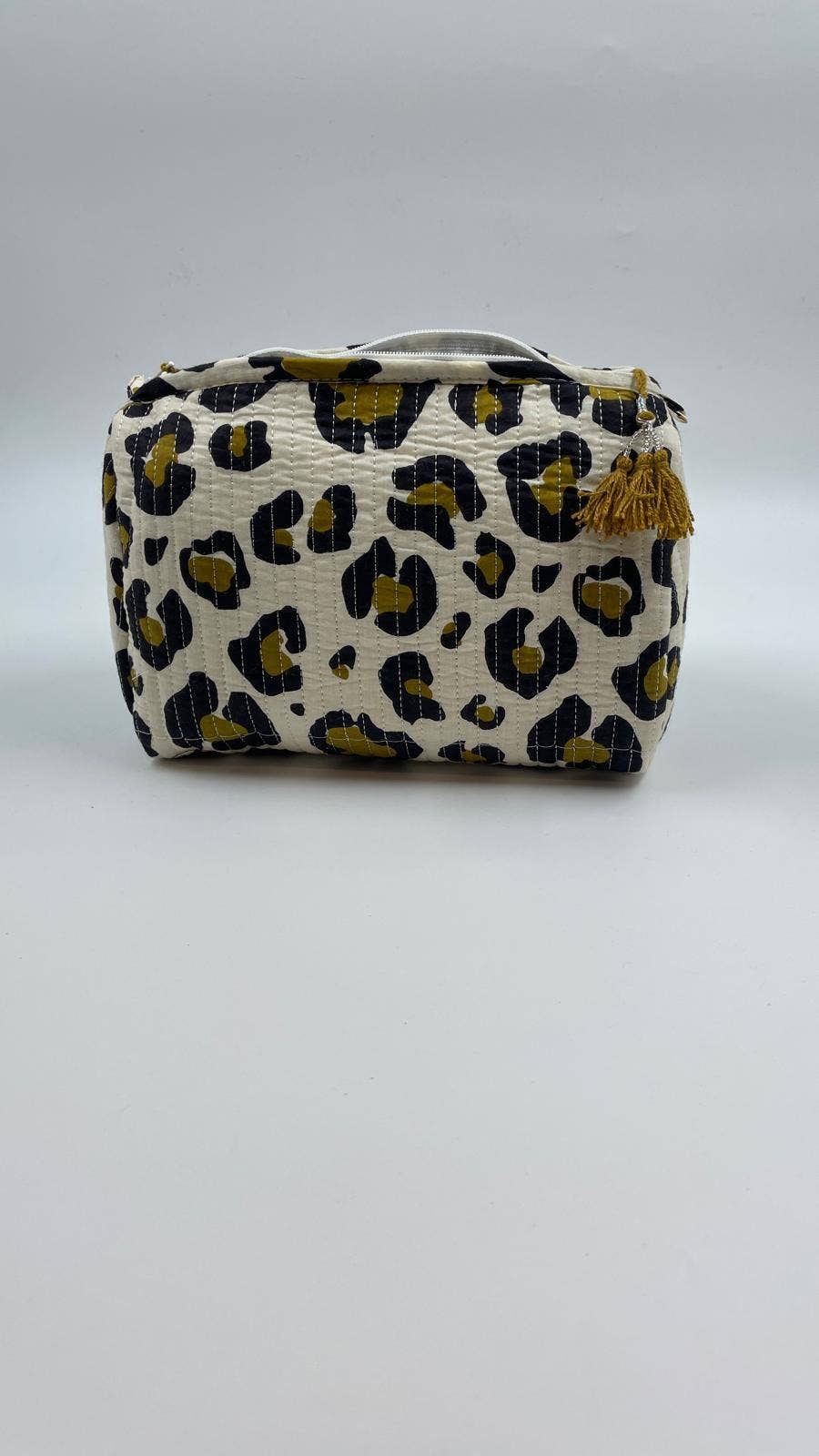 100% Cotton Quilted Washbag - Leopard Print