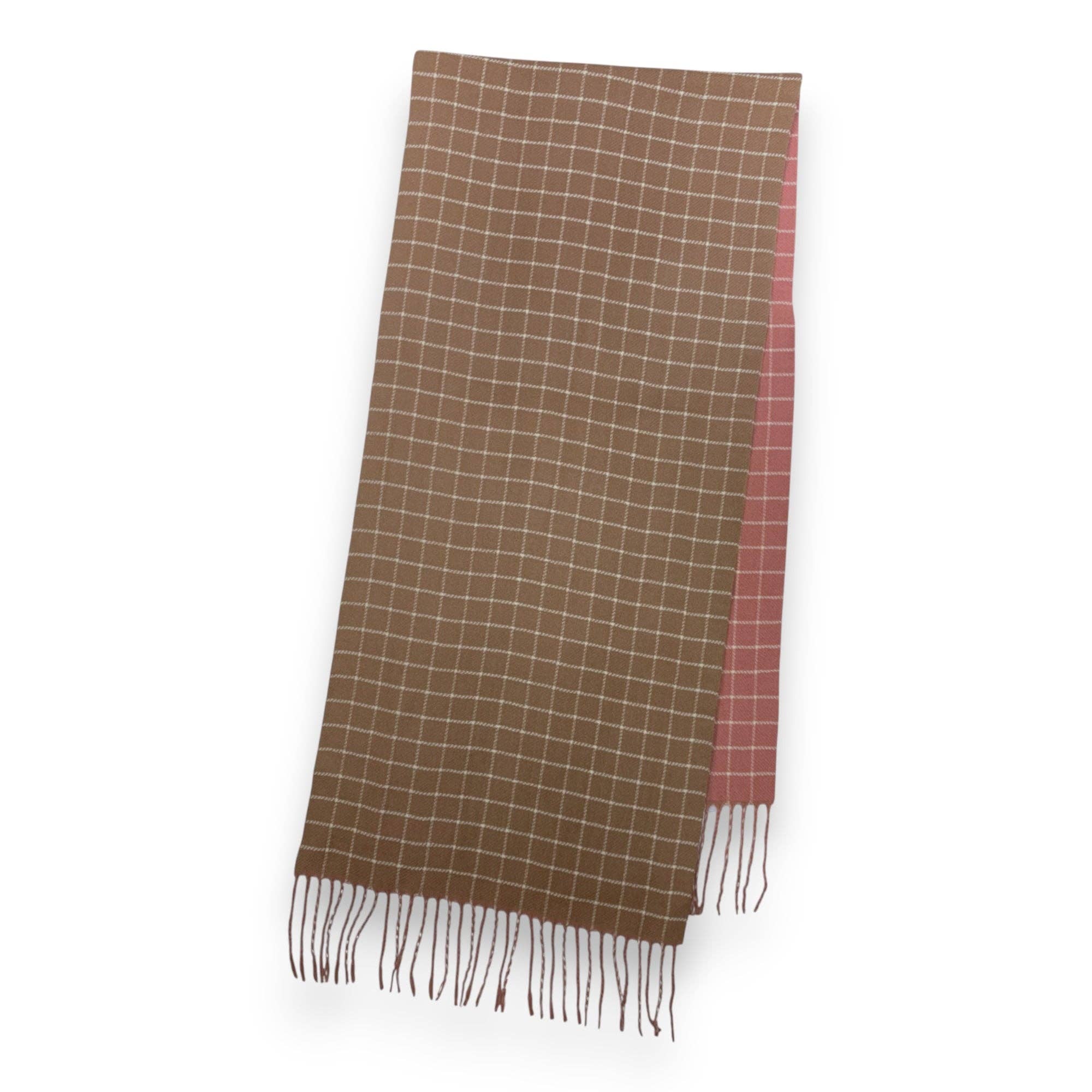 Colorblock Check Print Cashmere Blend Winter Scarf