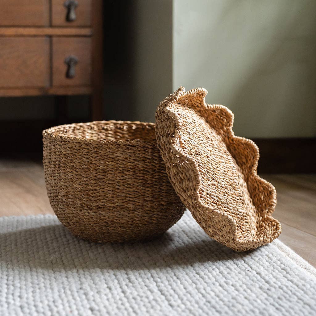 Bangali Scallop Lidded Storage Baskets