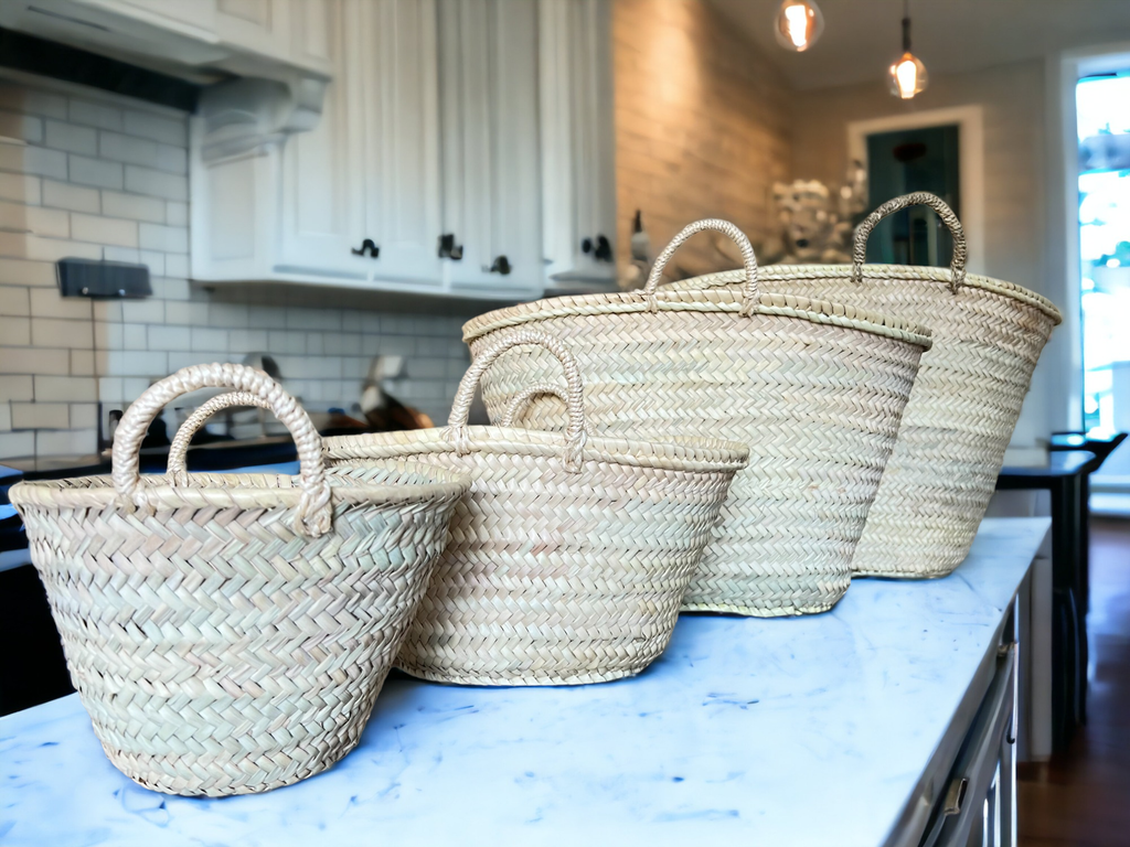 French basket - Straw Woven Handle