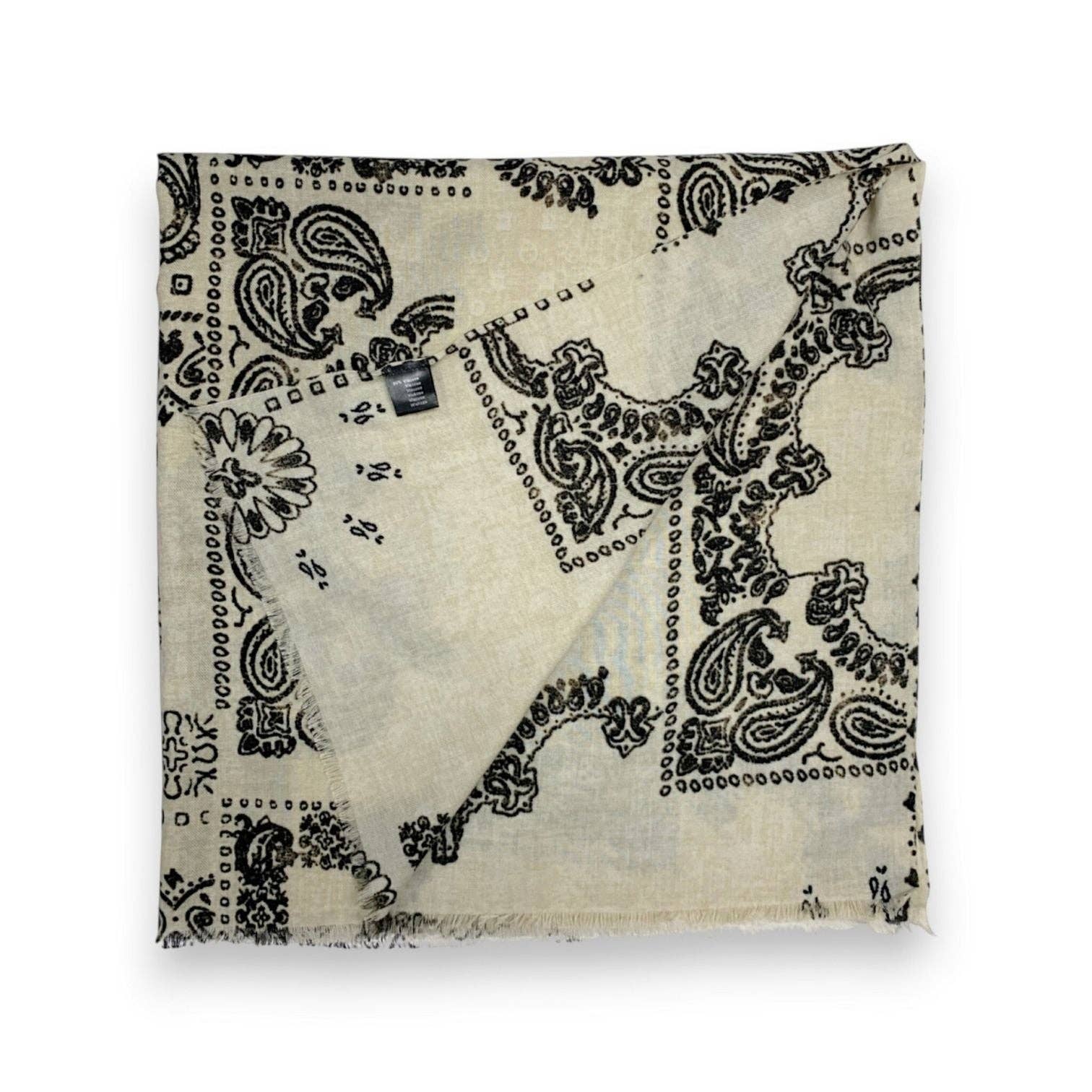 Bandana Print Wool Blend Scarf