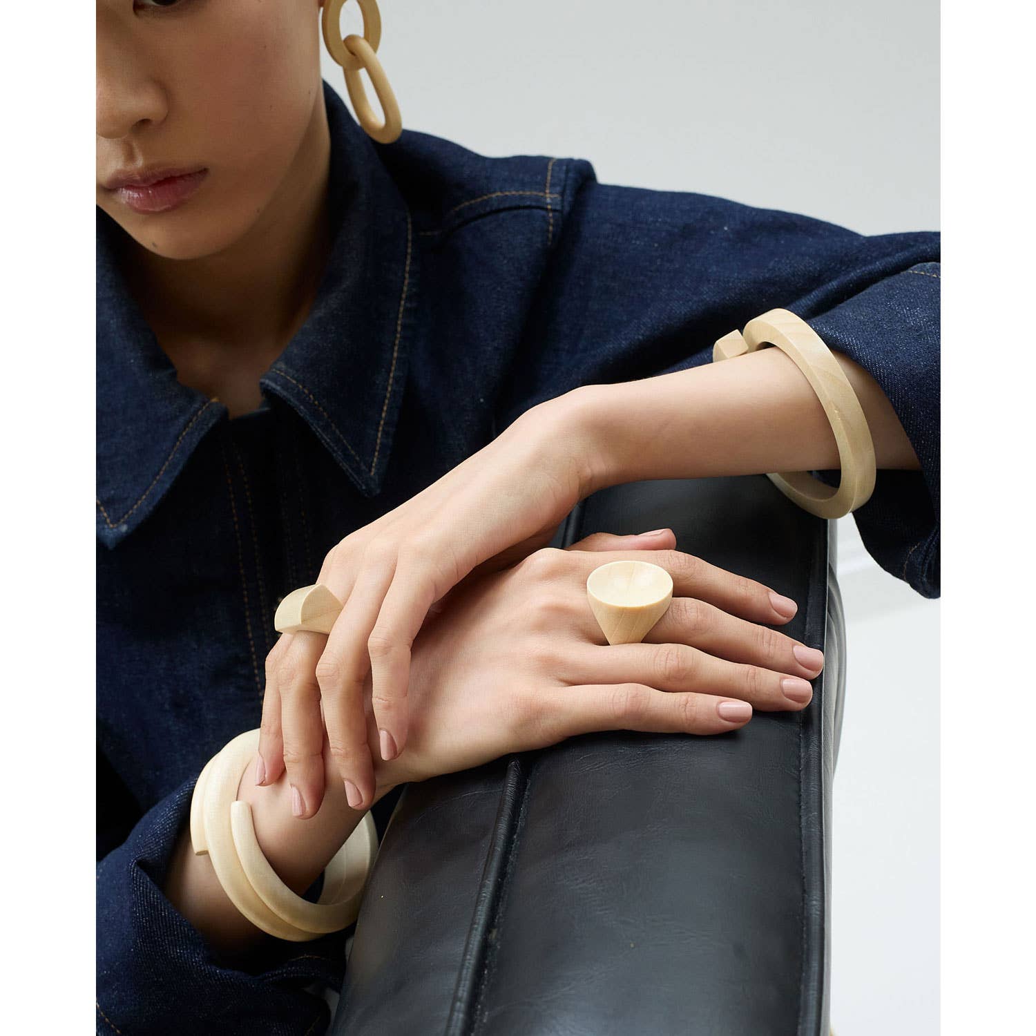 White wood wrap over bangle