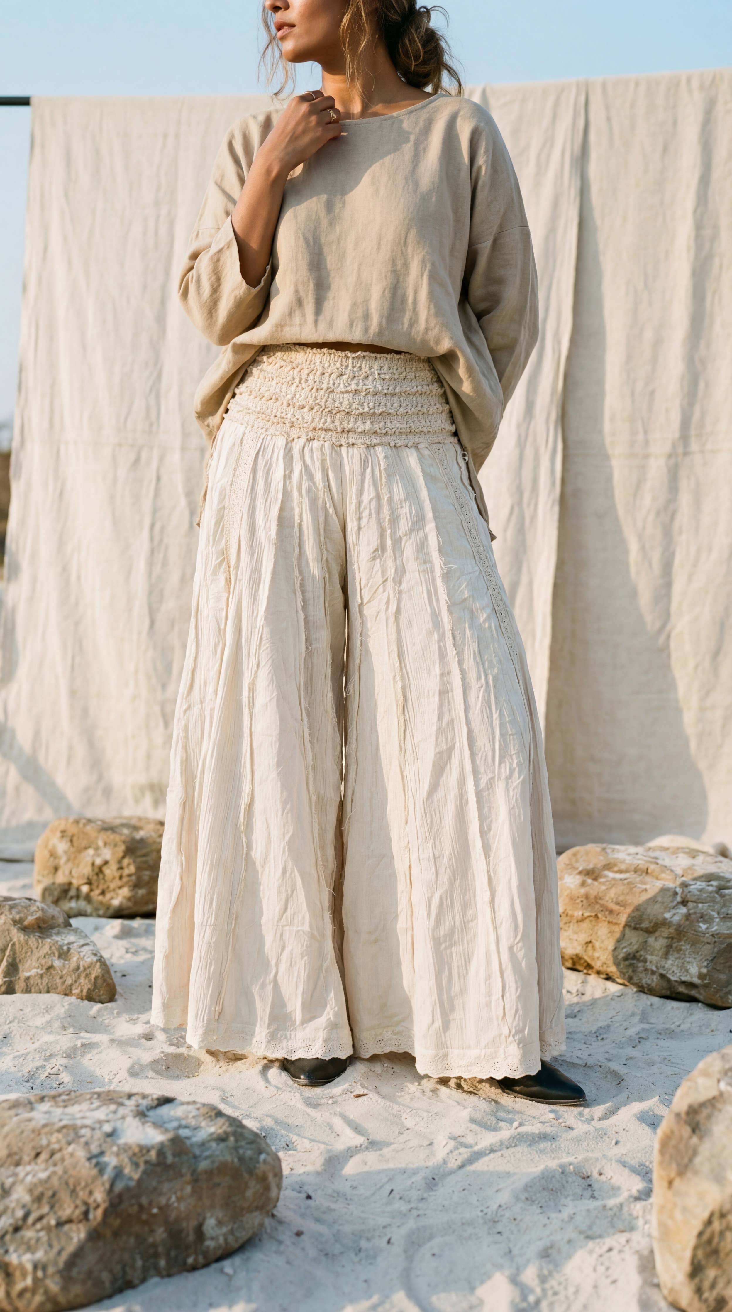 Block Printed Boho Flare Trousers – Wide-Leg