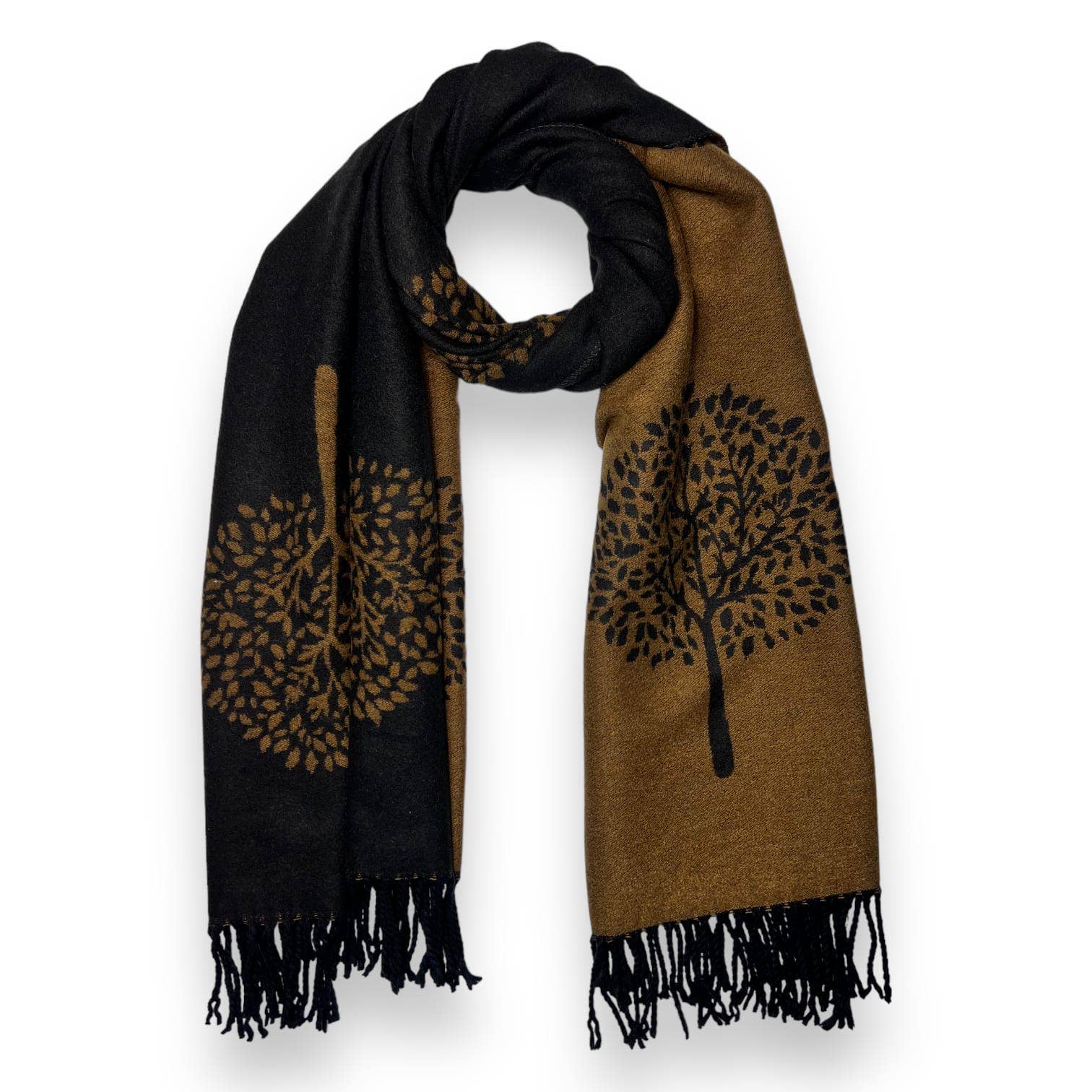 Tree of Life Print Cashmere Blend Winter Scarf