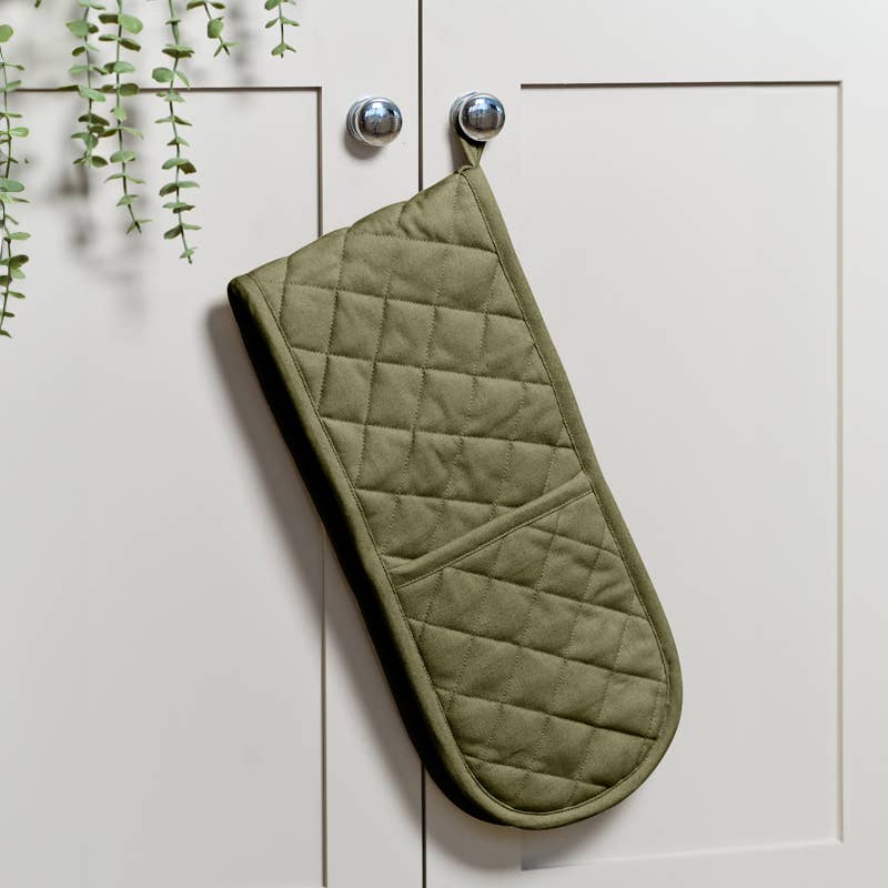 Love Colour Double Oven Gloves, Olive Green