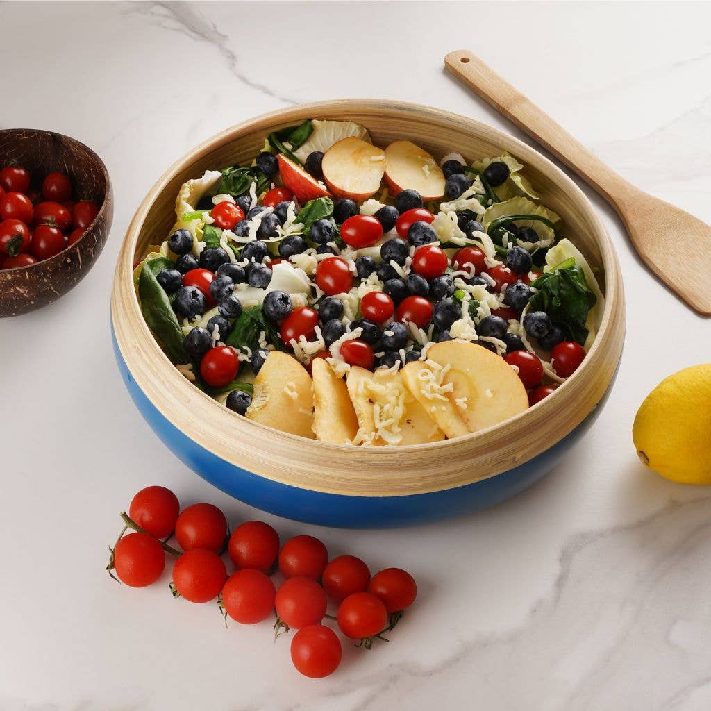 Bamboo Fruit Bowl, X Large Home Decor Salad Serving Bowls
