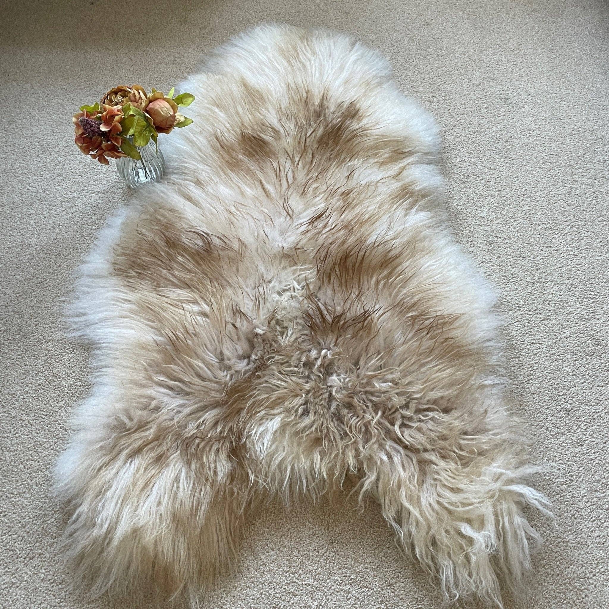 Icelandic Latté Sheepskin Rug 100% Natural Brown Tipped White