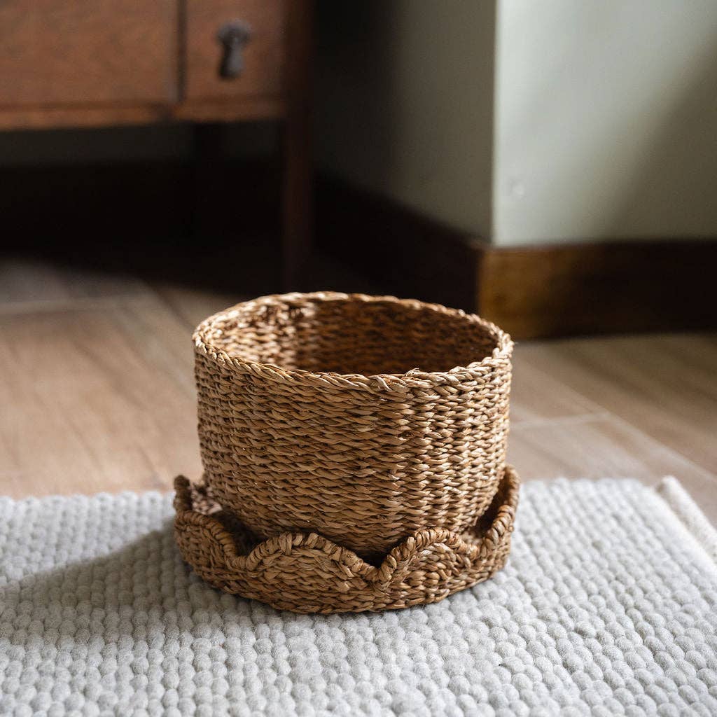Bangali Scallop Lidded Storage Baskets