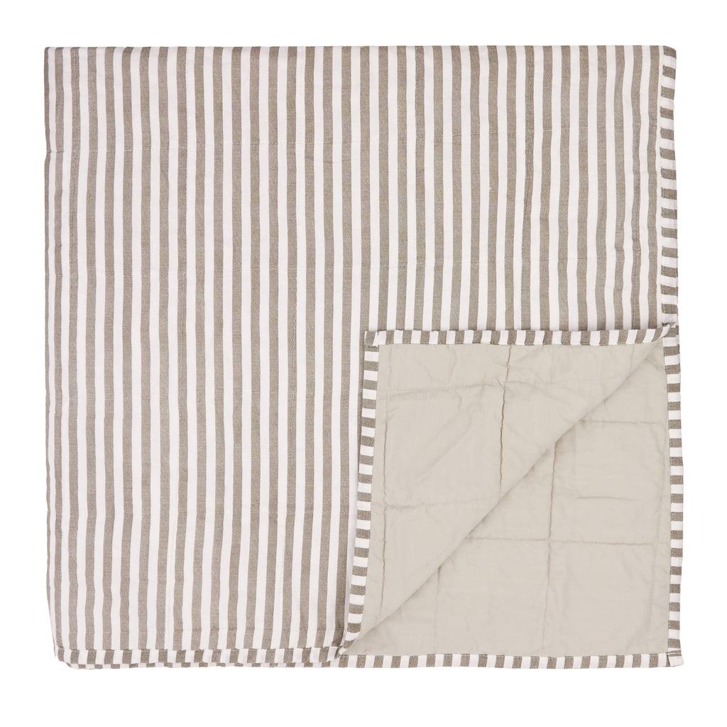 Hebden Quilted Stripe 100% Cotton Bedspread Mole/Stone