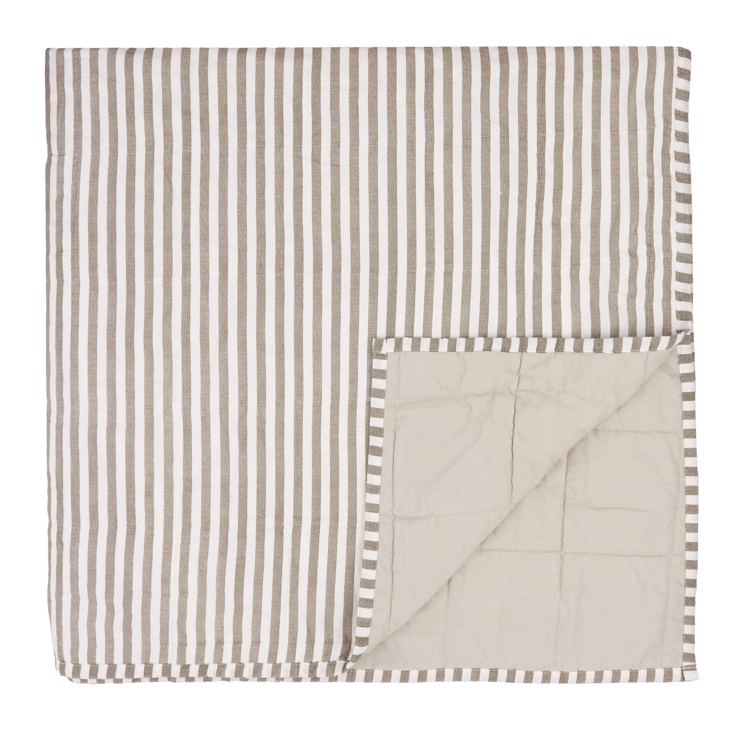 Hebden Quilted Stripe 100% Cotton Bedspread Mole/Stone