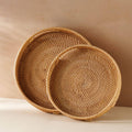 Rattan Trays - Round Hand Woven Wicker Serving Tray Decor