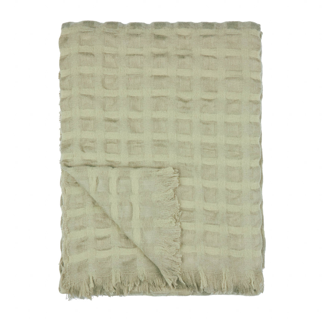 Walton Waffle Fringed Throw Sage
