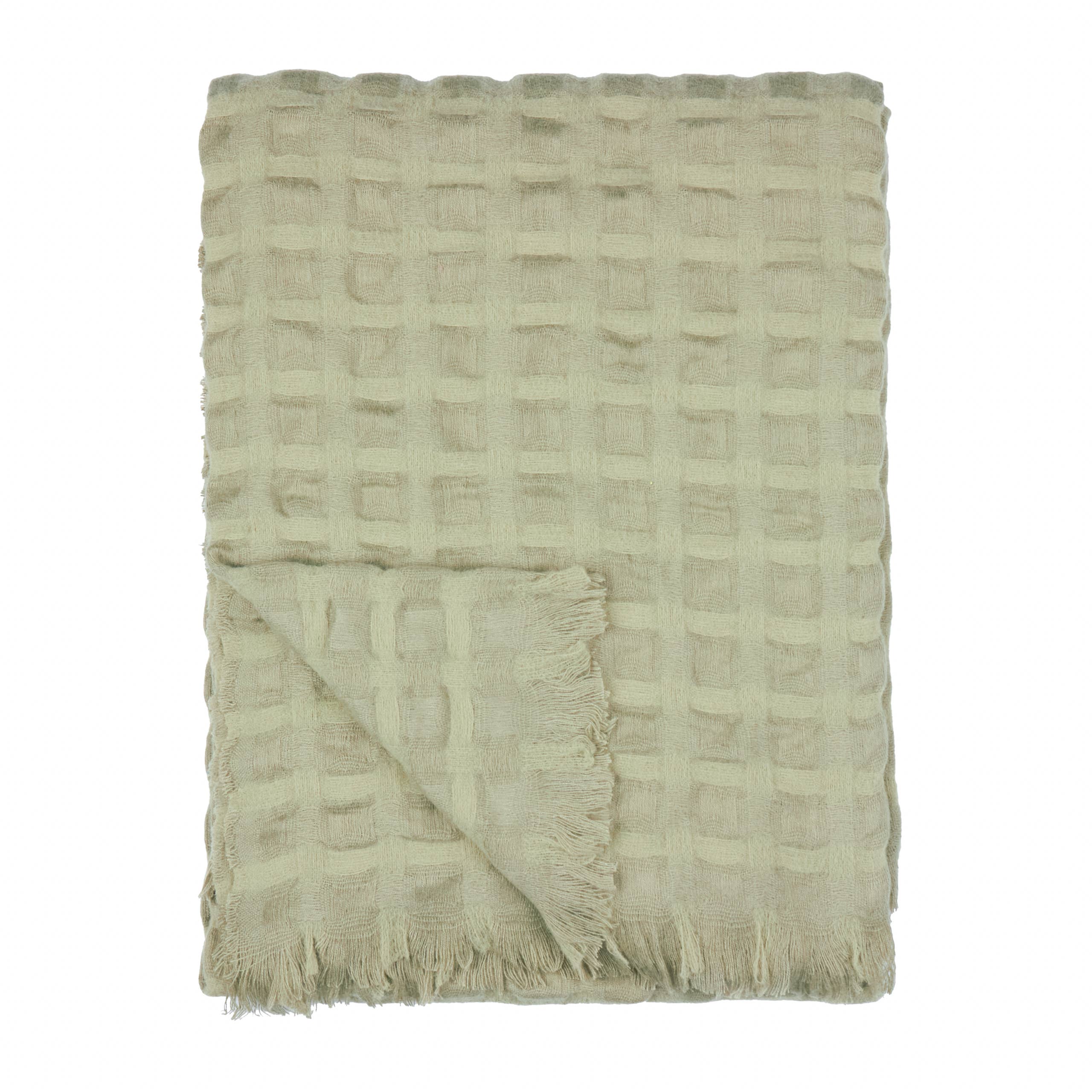 Walton Waffle Fringed Throw Sage