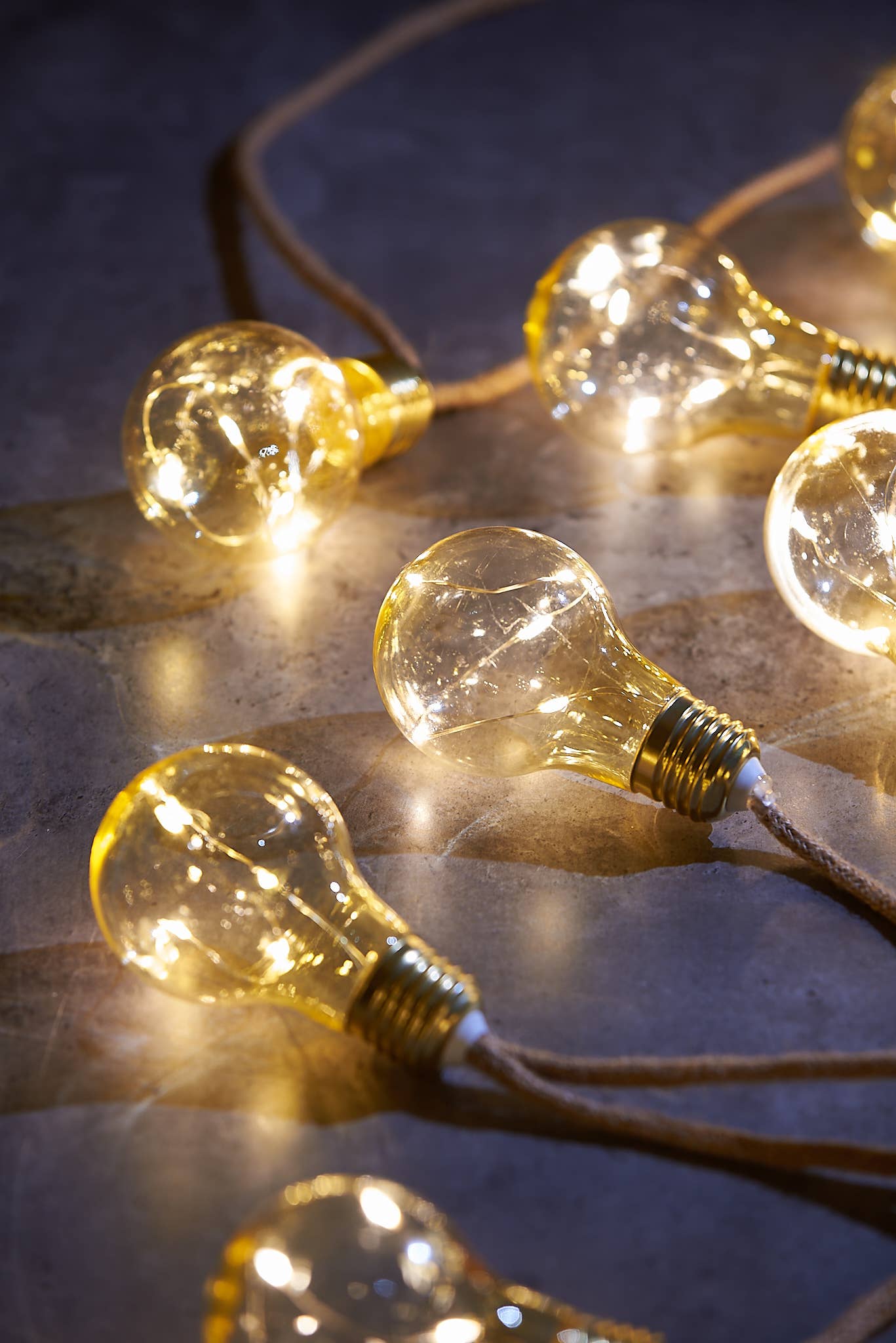 Galaxy Lightbulbs on hemp rope