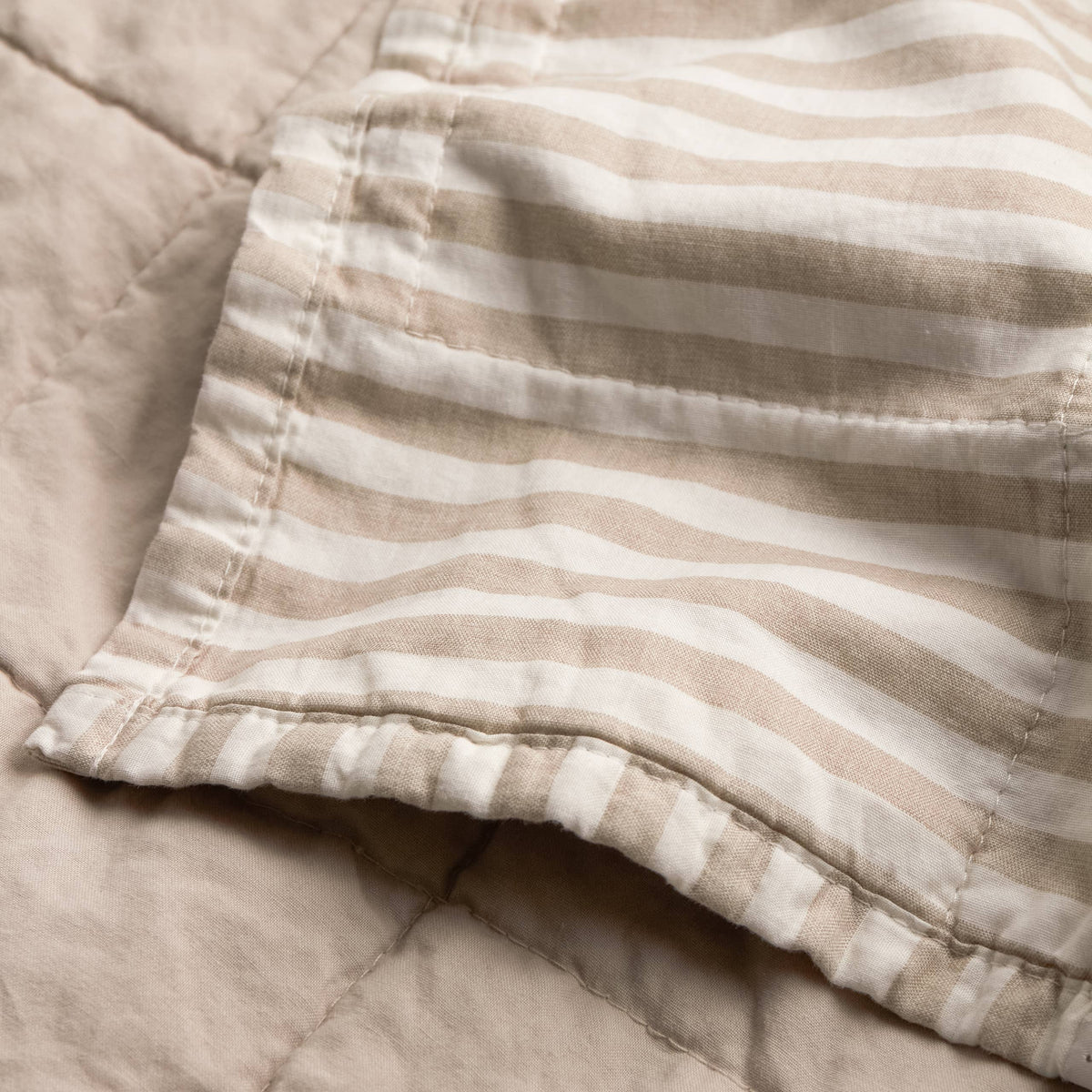 Hebden Quilted Stripe 100% Cotton Bedspread Natural/Stone