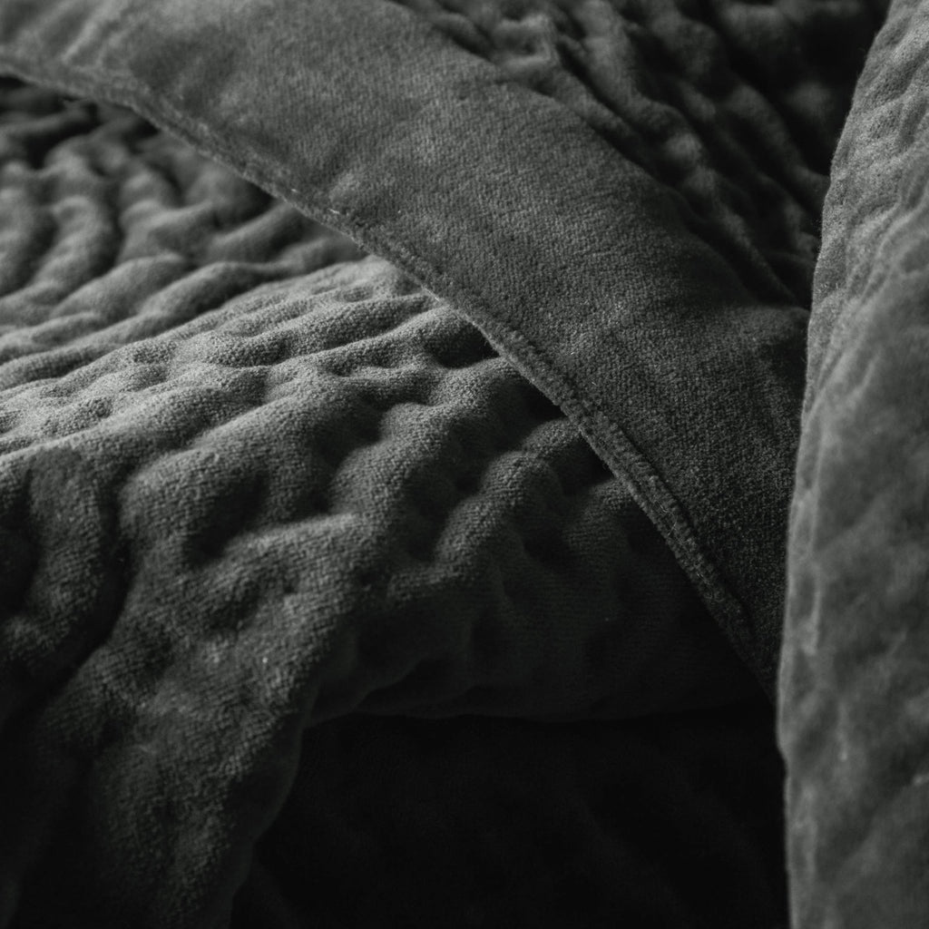 Haze Velvet Quilted Throw Steel