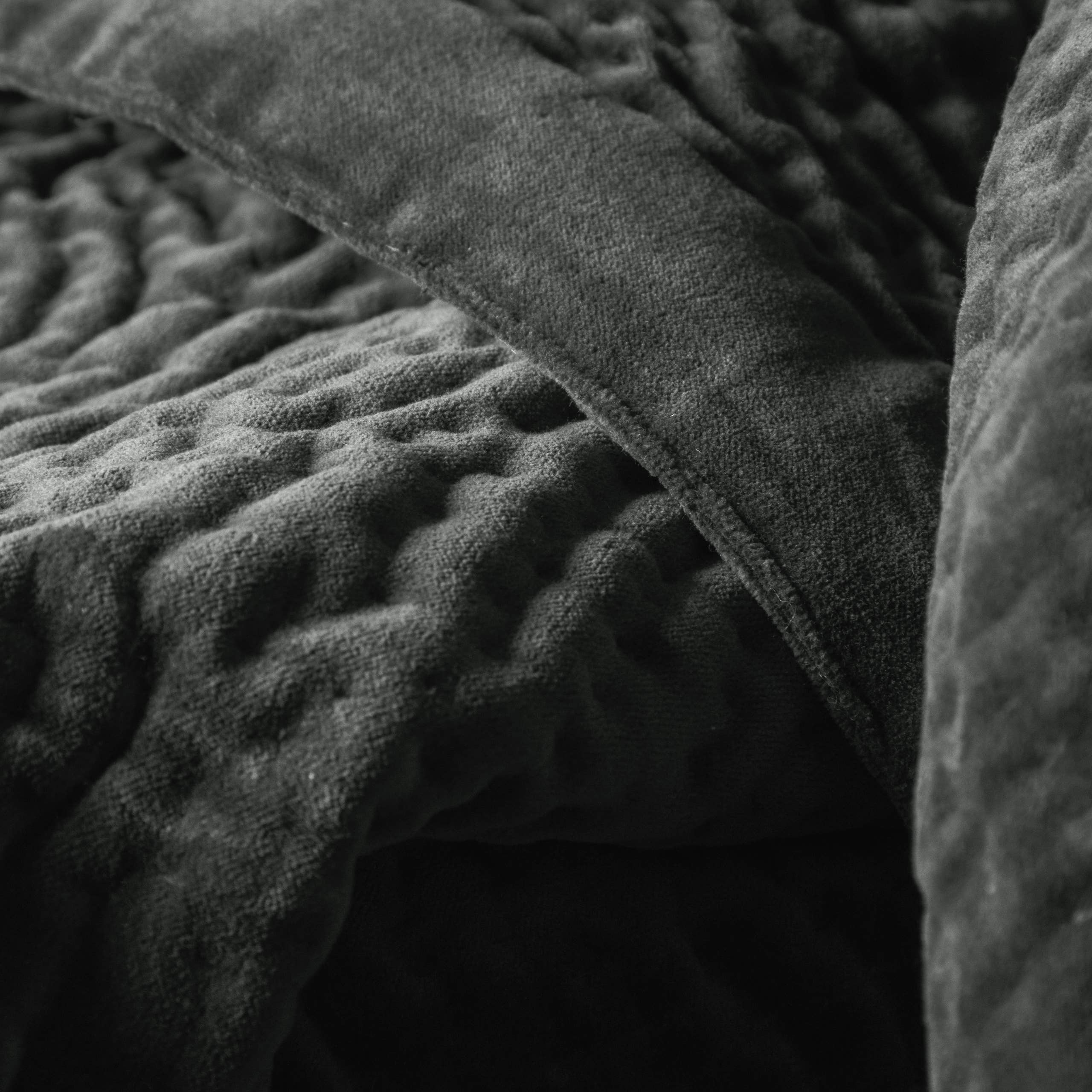 Haze Velvet Quilted Throw Steel