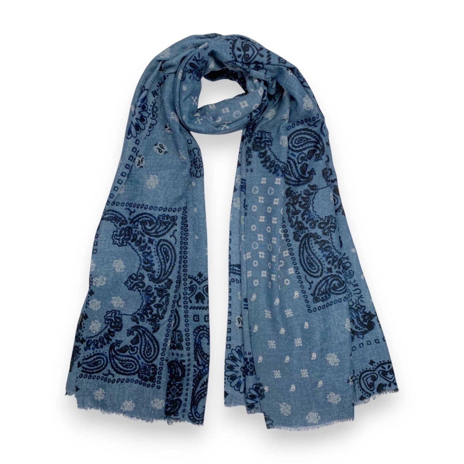 Bandana Print Wool Blend Scarf