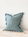 Hallie Washed Dark Teal Cushion, 45x45cm