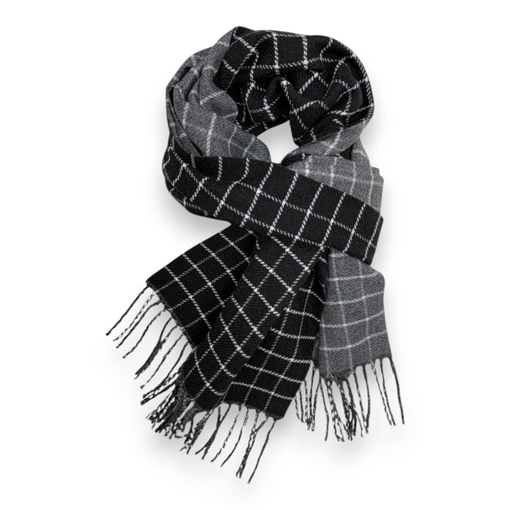 Colorblock Check Print Cashmere Blend Winter Scarf