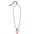 Black natural & Coral large rectangle cord pendant
