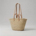 French Market Basket with Double Leather Handles - Natural
