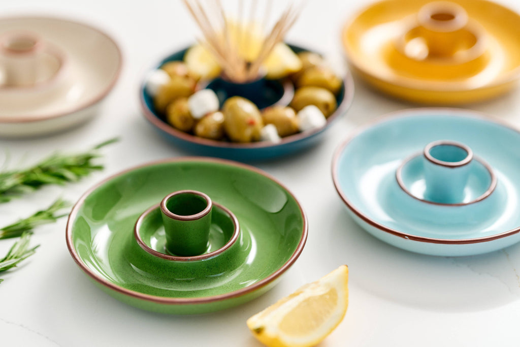 Sintra Glazed Terracotta Olive Dish - Green