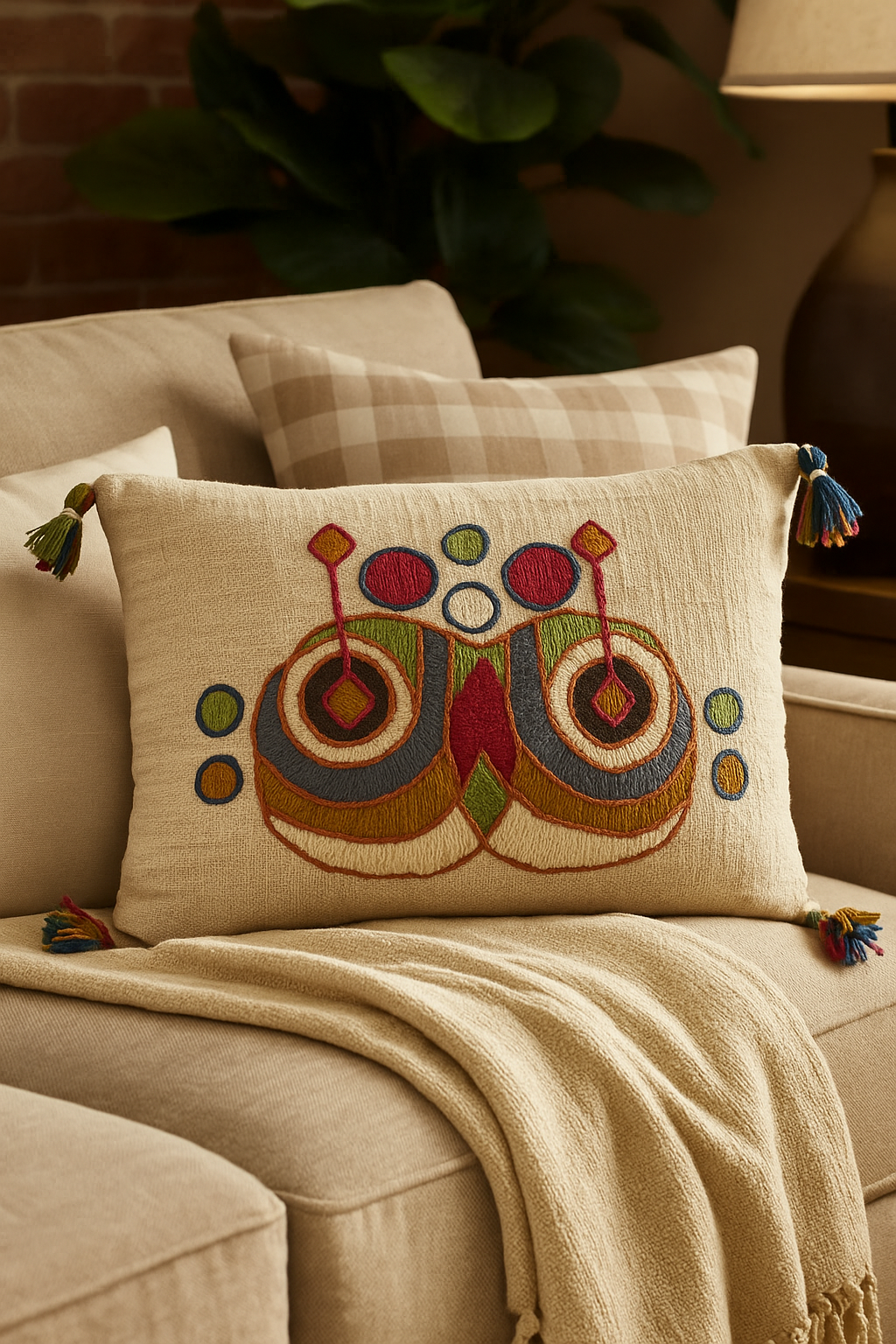 Symmetrical Embroidered Cushion