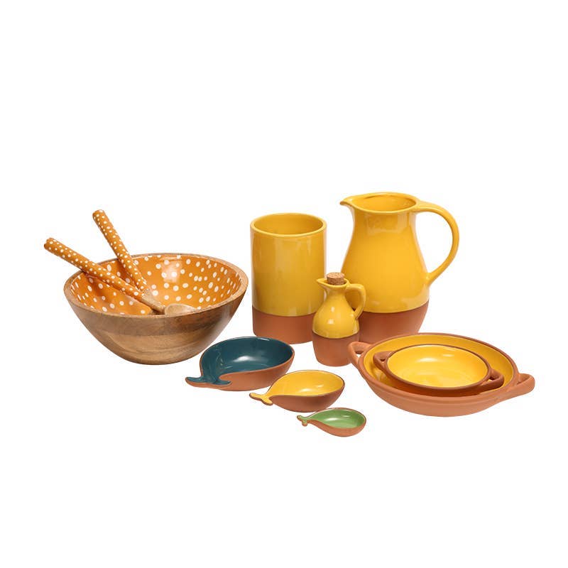 Sintra Mango Wood Spotted Salad Bowl - Ochre