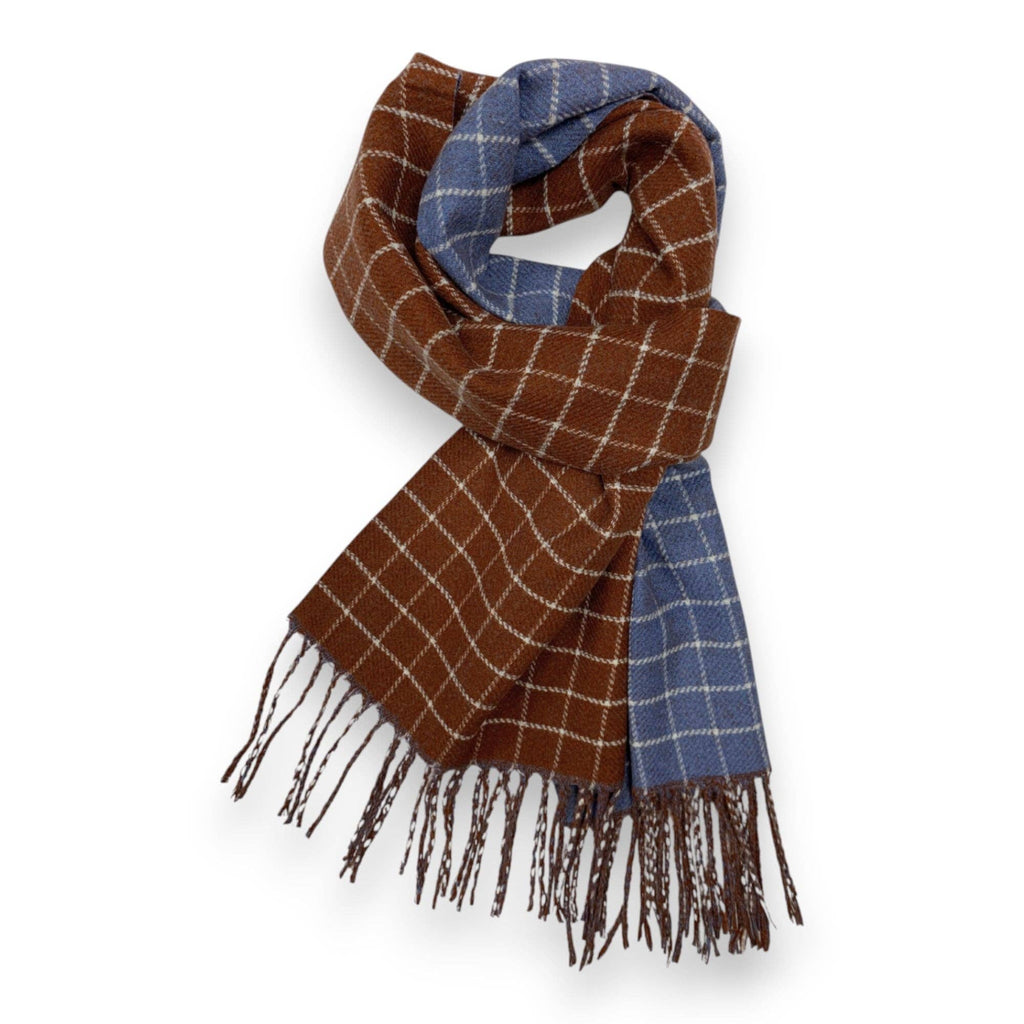 Colorblock Check Print Cashmere Blend Winter Scarf