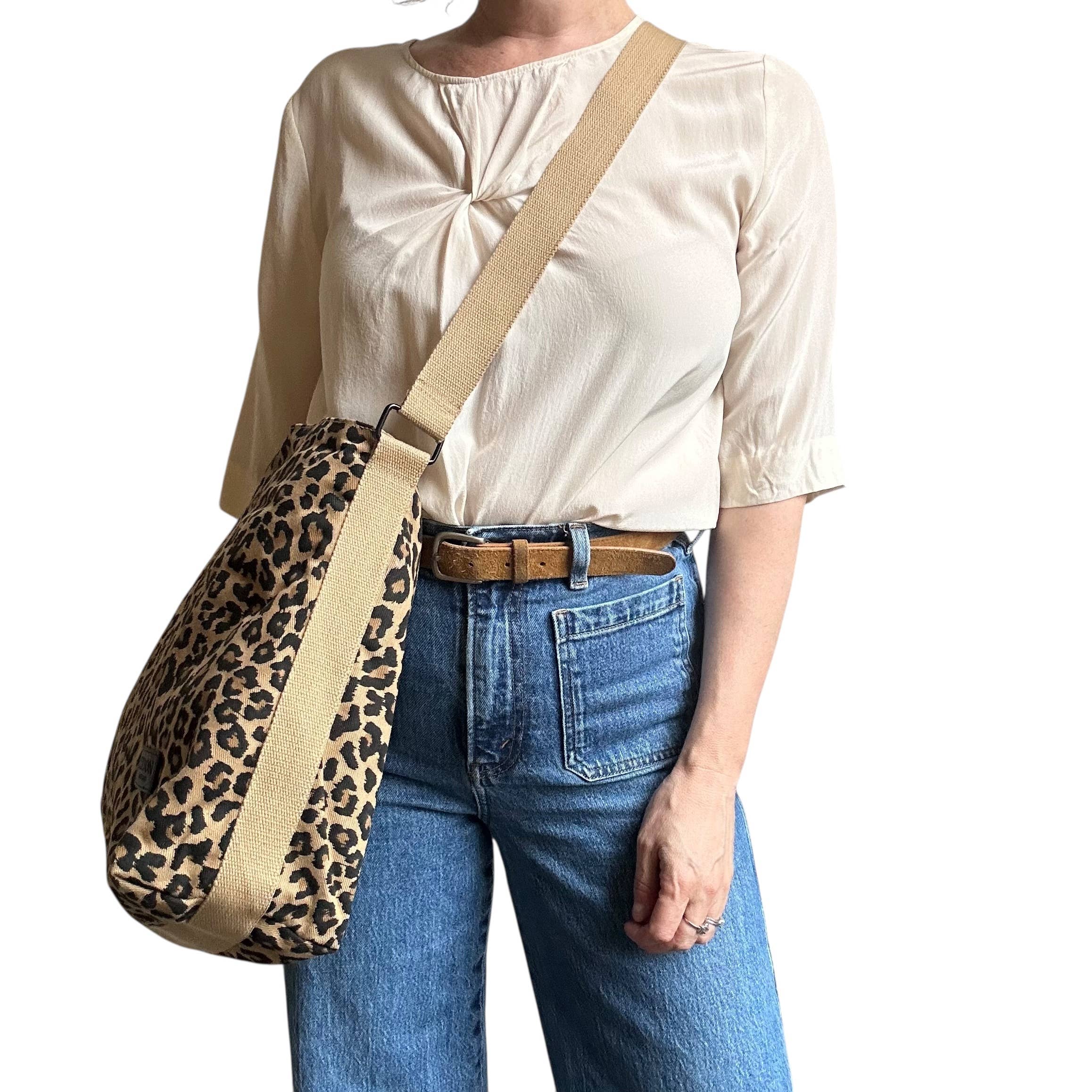 Portland messenger bag  - sand leopard print
