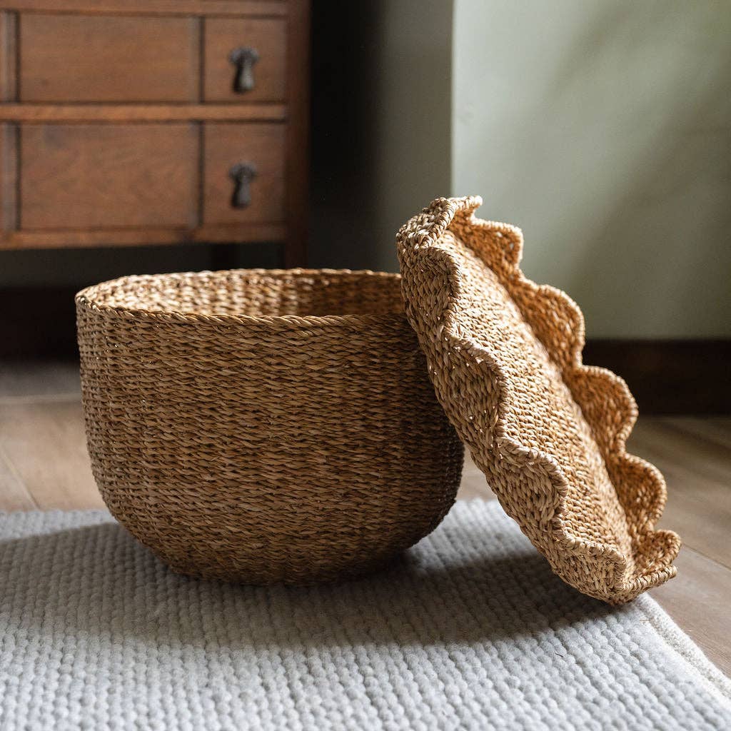 Bangali Scallop Lidded Storage Baskets