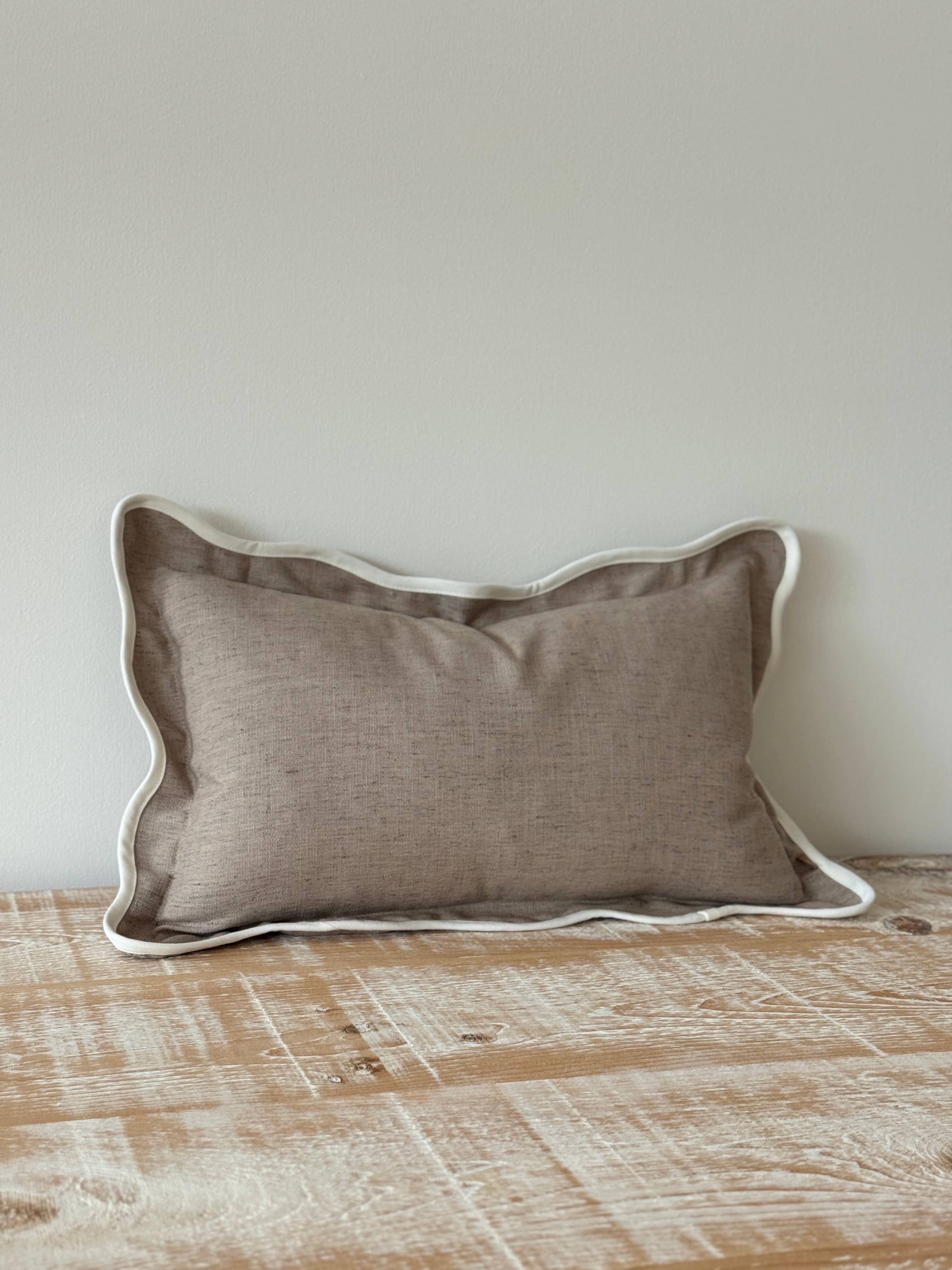 Chloe Greige Scalloped Edge Cushion 50x30