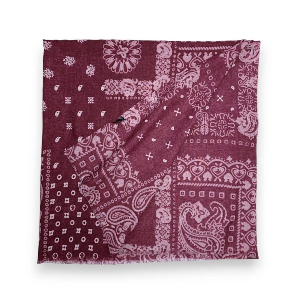 Bandana Print Wool Blend Scarf