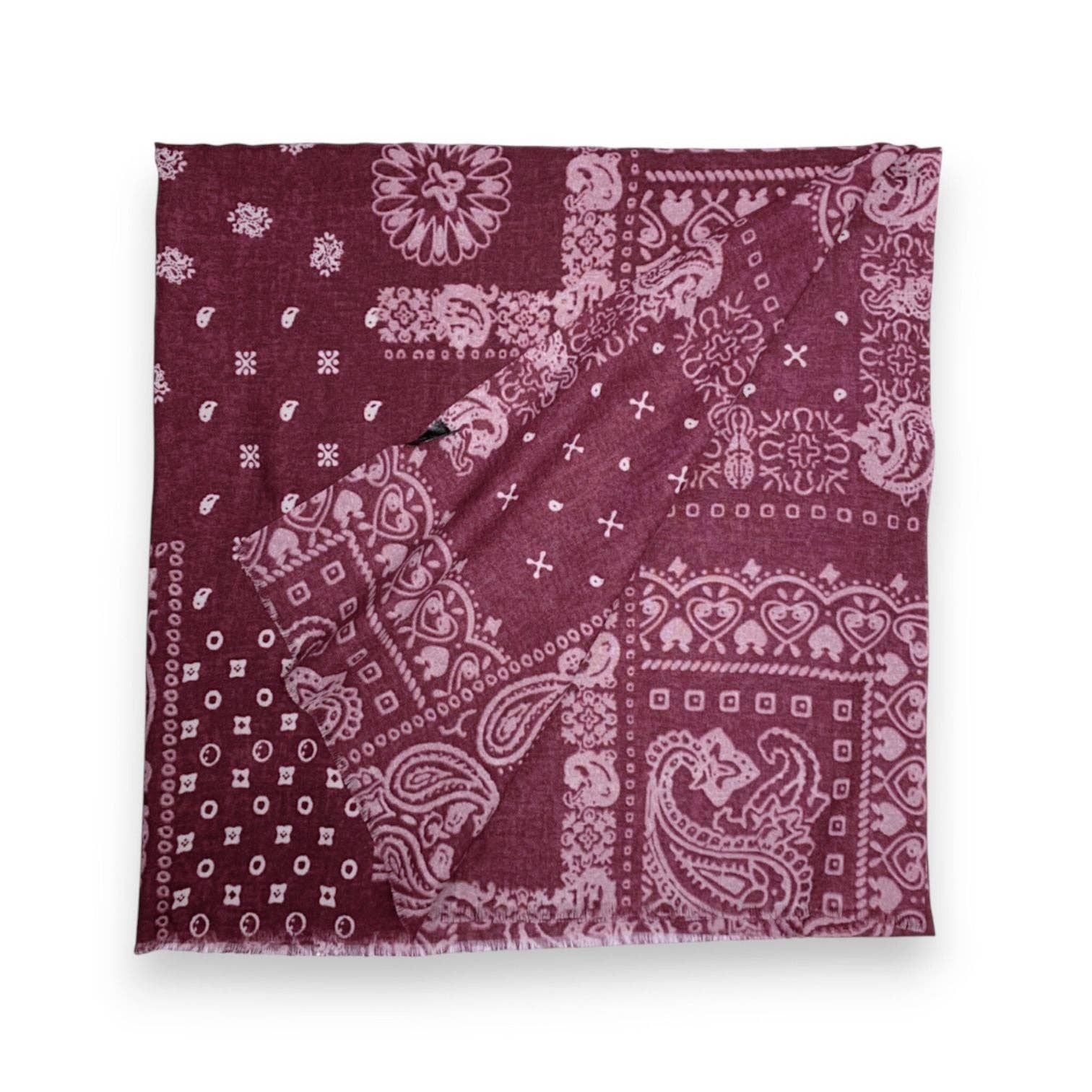 Bandana Print Wool Blend Scarf