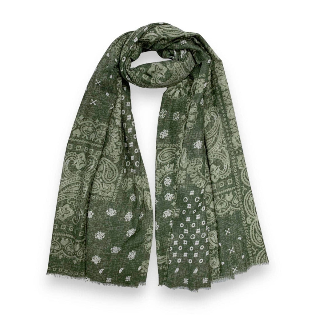 Bandana Print Wool Blend Scarf