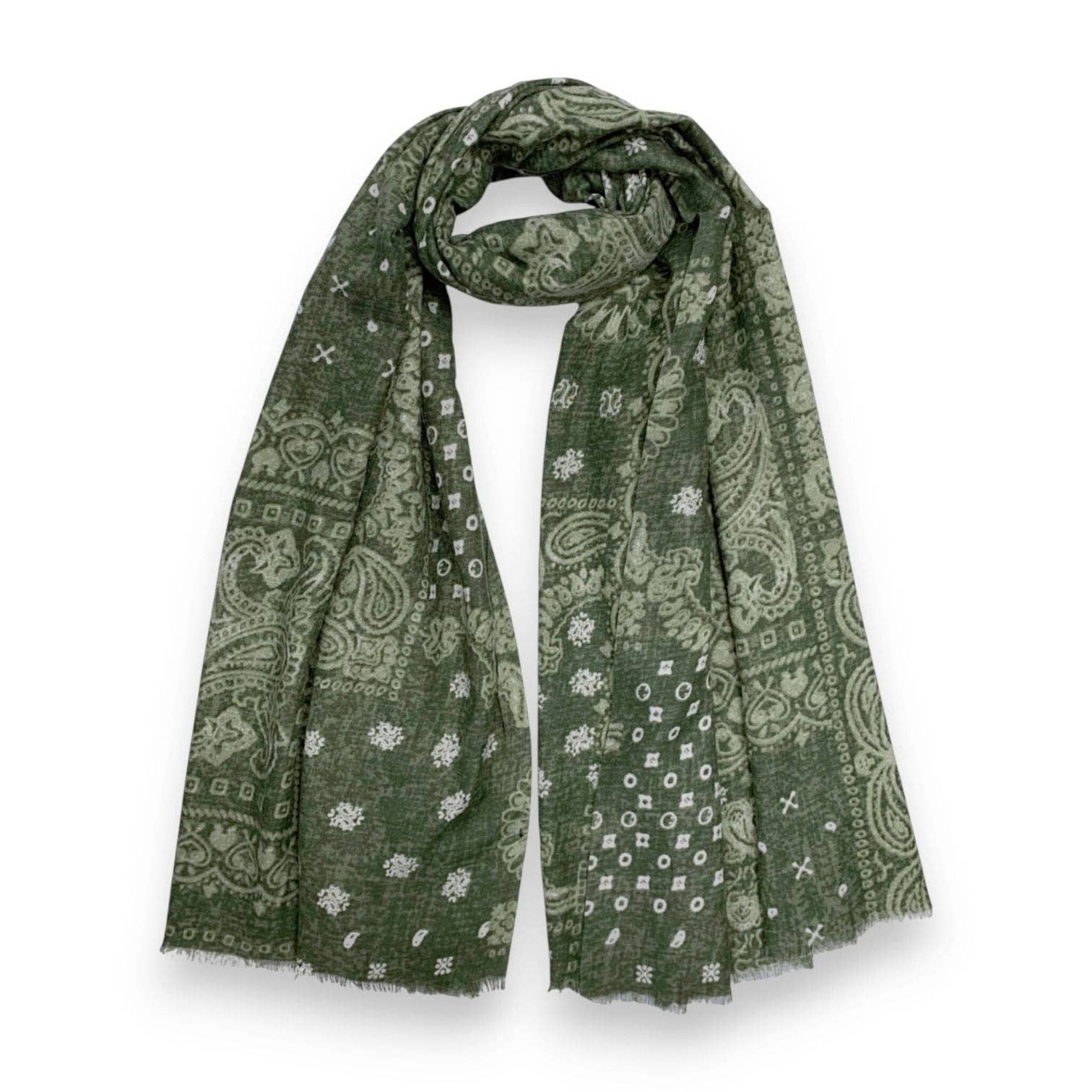 Bandana Print Wool Blend Scarf
