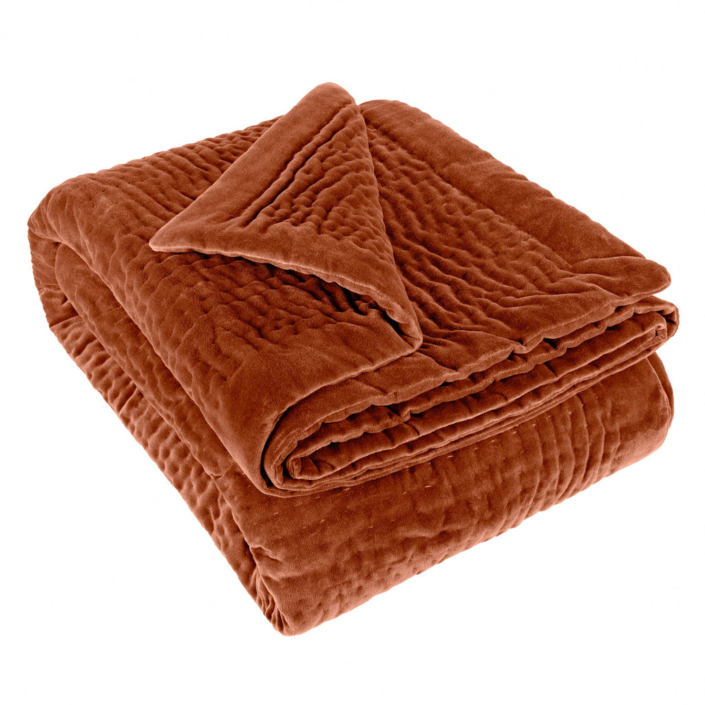Haze Velvet Quilted Throw Sunset