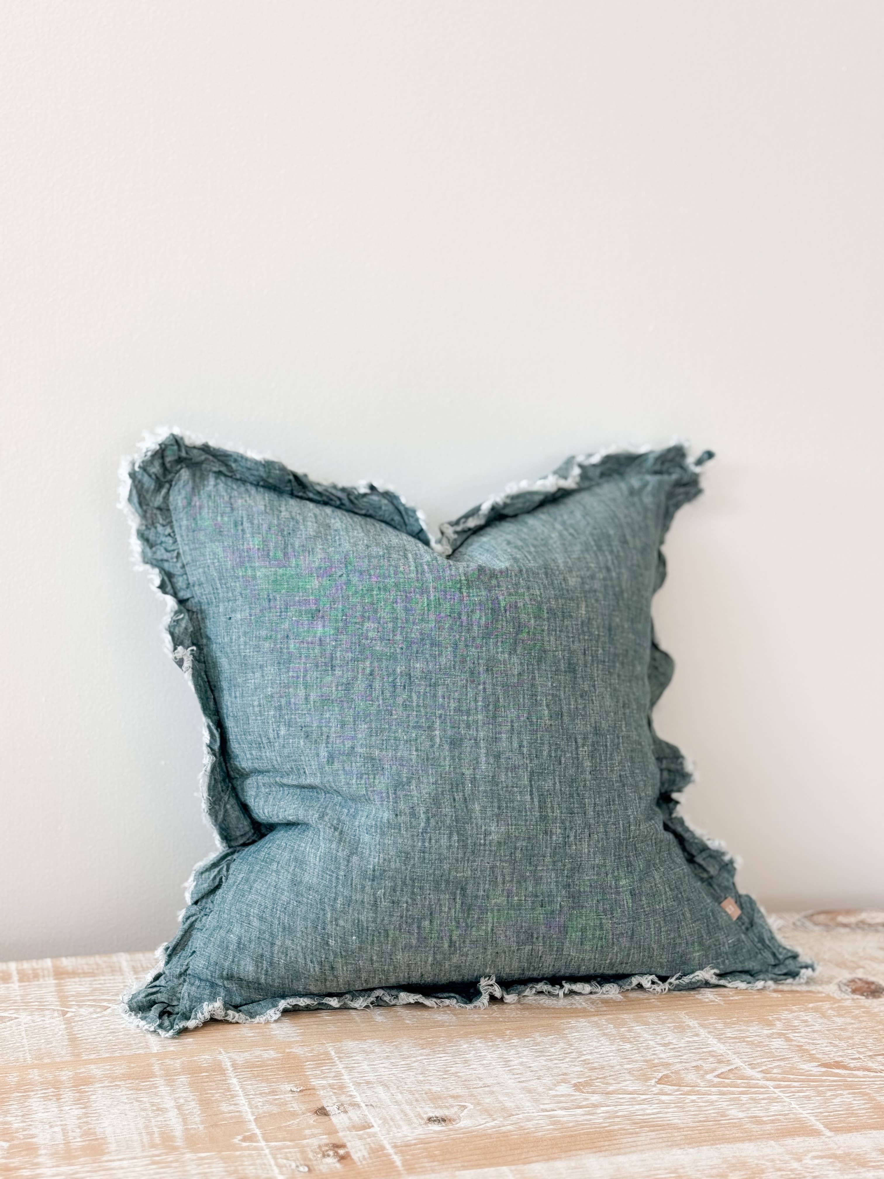 Hallie Washed Dark Teal Cushion, 45x45cm