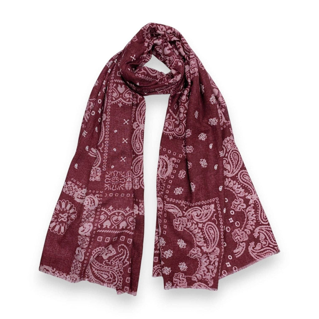 Bandana Print Wool Blend Scarf